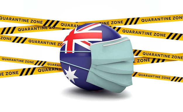Bandeira da austrália com máscara facial protetora novo conceito de coronavírus d render