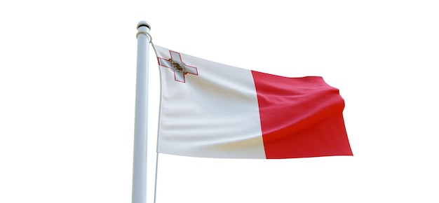 Bandeira da bandeira de malta 3d em um fundo branco