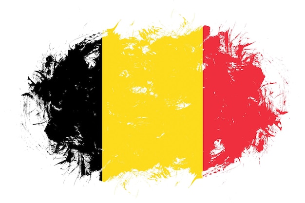 Bandeira da Bélgica em fundo de pincel de traçado abstrato