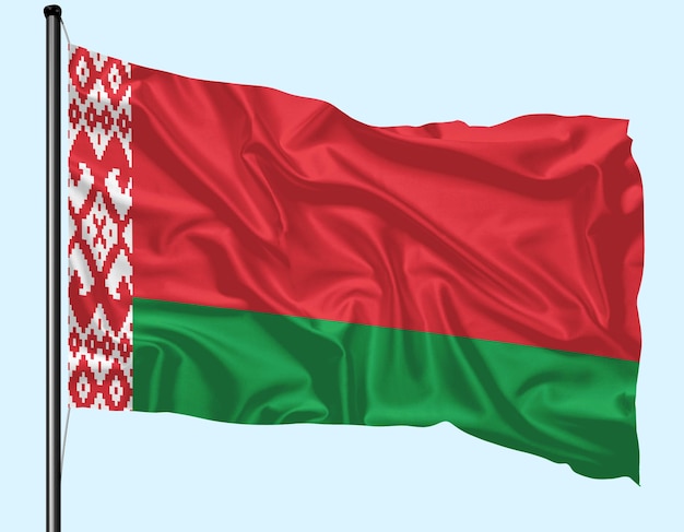 Bandeira da Bielorrússia agitando o vento com o poste