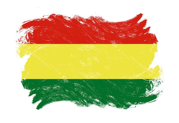 Bandeira da Bolívia em fundo de pincel branco grunge angustiado