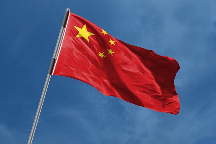 Bandeira da China que acena