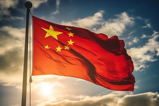 Bandeira da China voando Símbolo de Orgulho Nacional Inteligência Artificial Gerativa