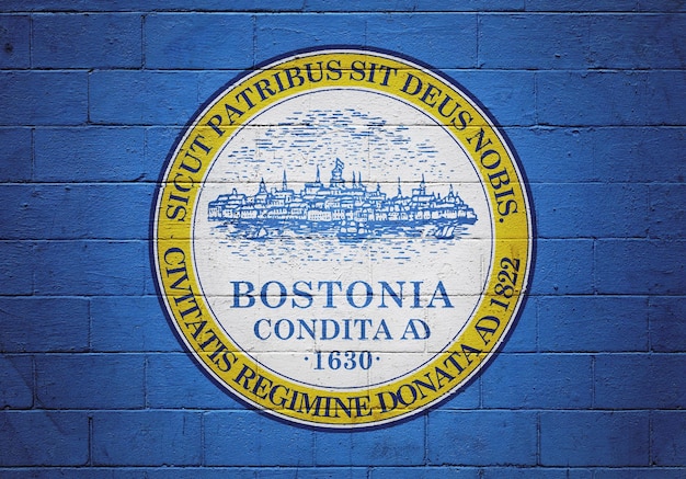 Bandeira da cidade de Boston pintada na parede