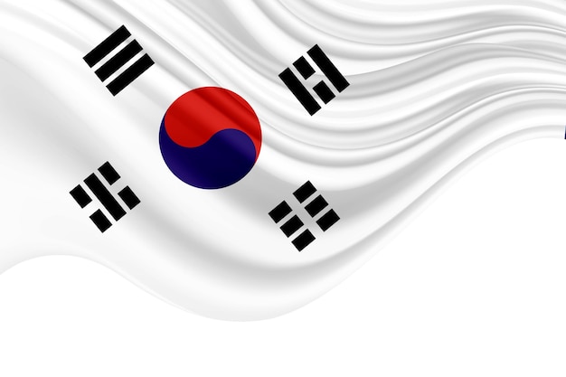 Bandeira da Coreia do Sul acenando no mastro de aço