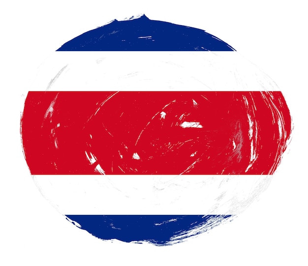 Bandeira da costa rica pintada em um fundo de pincel de traçado branco angustiado