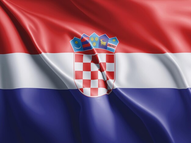 Bandeira da Croácia tremulando e acenando