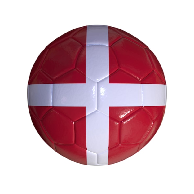 Bandeira da Dinamarca na bola de futebol e fundo transparente
