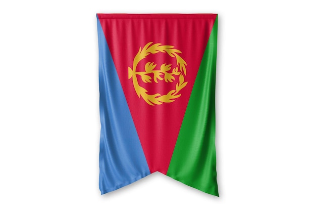 bandeira da eritreia pendurada em uma imagem de fundo de parede branca