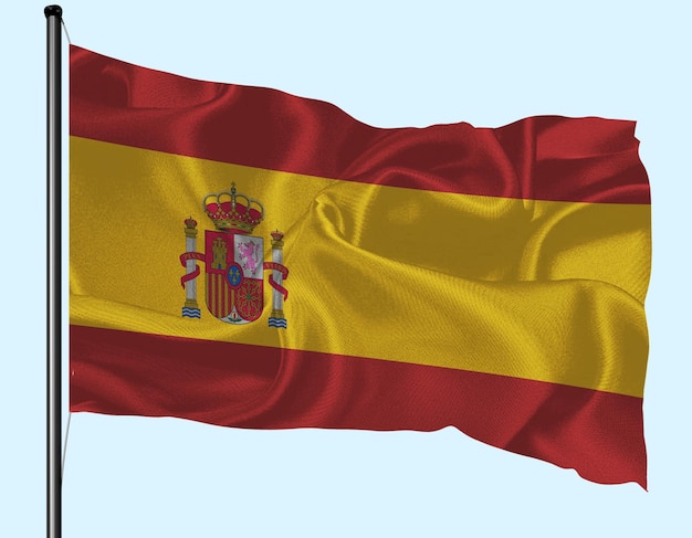 Bandeira da Espanha agitada pelo vento com o poste