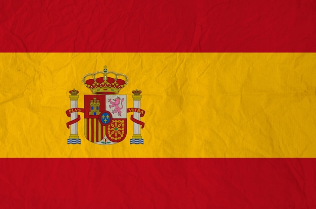 Bandeira da Espanha com papel antigo vintage