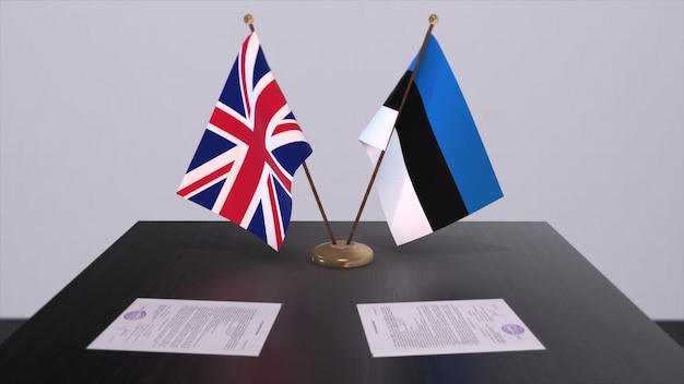 Bandeira da Estônia e do Reino Unido Política conceito parceiro acordo entre países Acordo de parceria