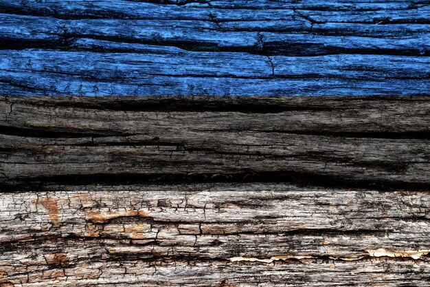 Bandeira da Estônia em uma velha superfície de madeira decrépita