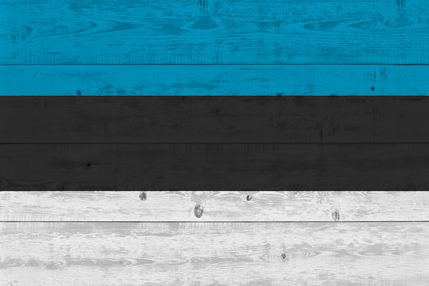 Bandeira da Estónia pintada na prancha de madeira velha