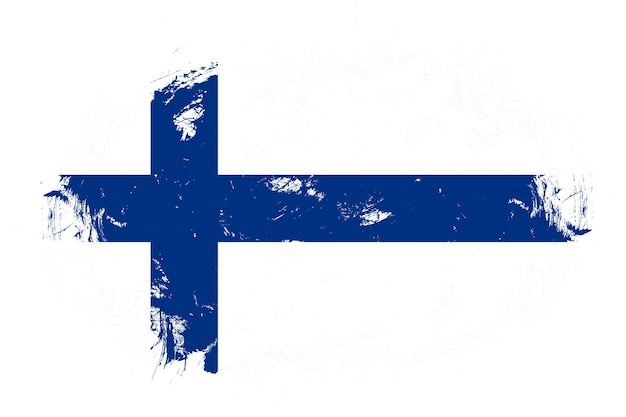 Bandeira da finlândia no fundo do pincel de traçado abstrato