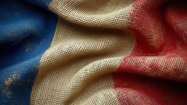 Bandeira da França em textura de burlap para fundo