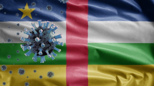 Bandeira da África Central e vírus do microscópio coronavírus