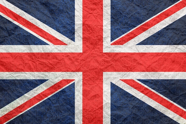 Bandeira da Grã-Bretanha em papel de artesanato amassado antigo Papel de parede de fundo texturizado para design