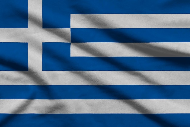Bandeira da Grécia em tecido ondulado.