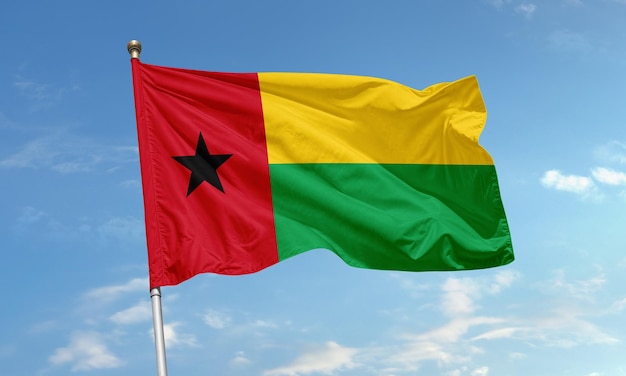 Bandeira da Guiné-Bissau a soprar no vento