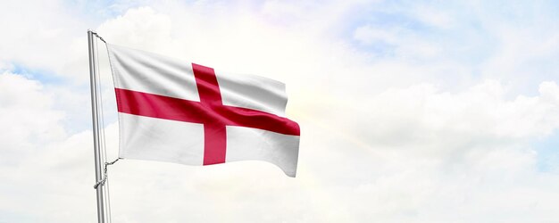 Bandeira da Inglaterra acenando no fundo do céu Renderização em 3D