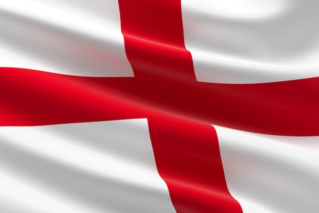 Bandeira da Inglaterra. Ilustração 3D da bandeira inglesa acenando.