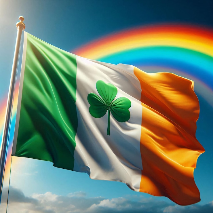 Foto bandeira da irlanda a agitar-se lindamente