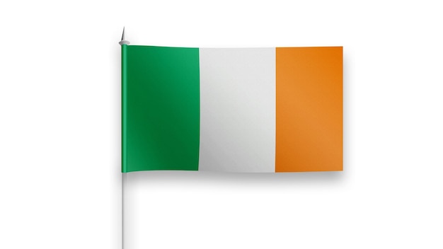 Bandeira da Irlanda em um fundo branco