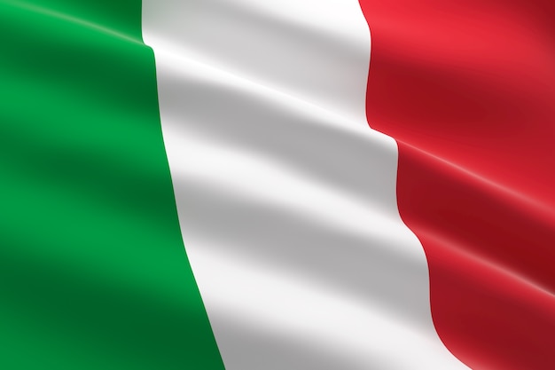 Bandeira da itália. ilustração 3d da bandeira italiana acenando