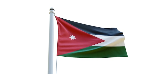Bandeira da Jordânia 3d Bandeira em um fundo branco