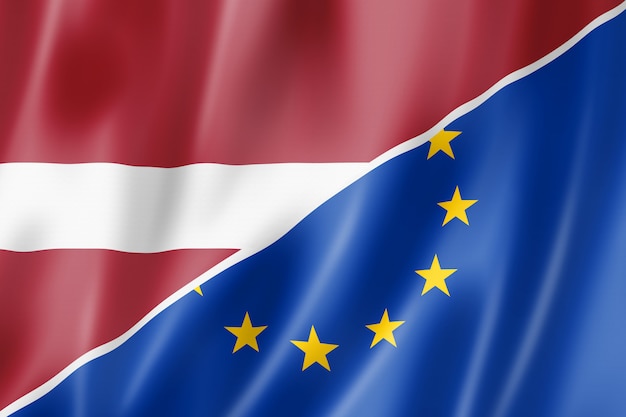 Bandeira da Letônia e Europa