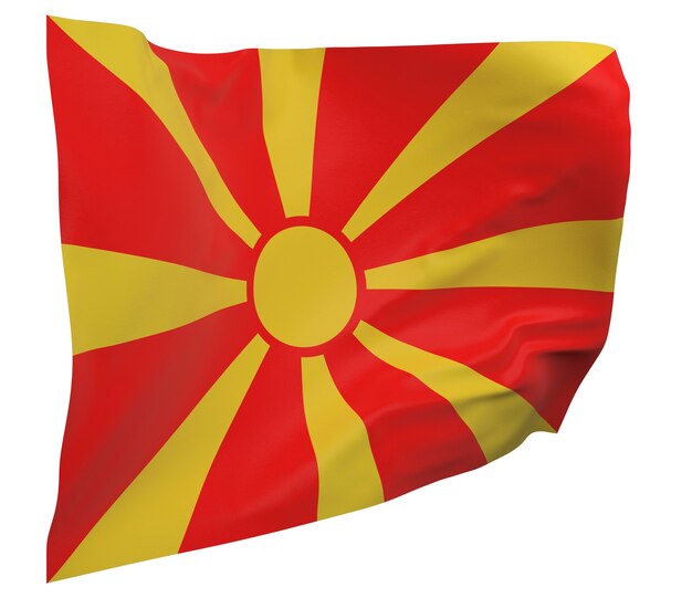 Bandeira da Macedônia isolada. Bandeira ondulante. Bandeira nacional da macedônia