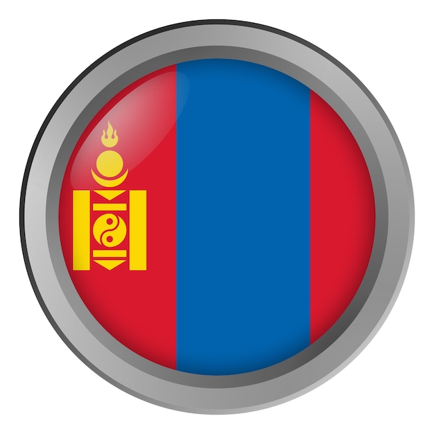 Bandeira da Mongólia redonda como um botão