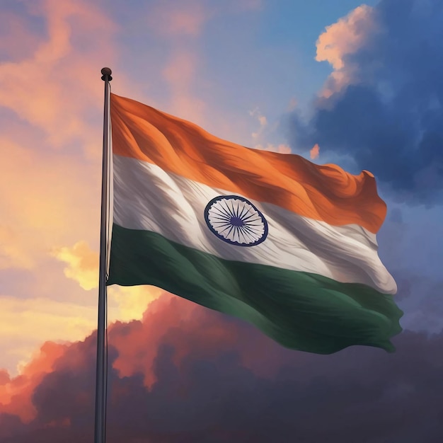 Bandeira da Índia Bandeira indiana Dia da Índia Feliz Dia da Independência Criado usando IA generativa