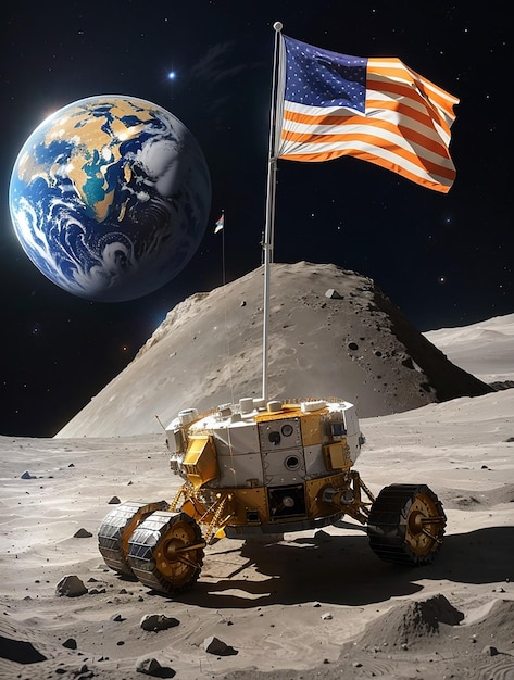 Bandeira da Índia colocada na superfície da Lua em missão bem-sucedida