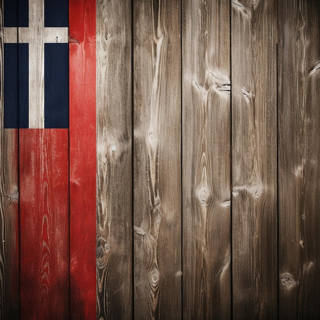 Bandeira da Noruega em tábua de madeira