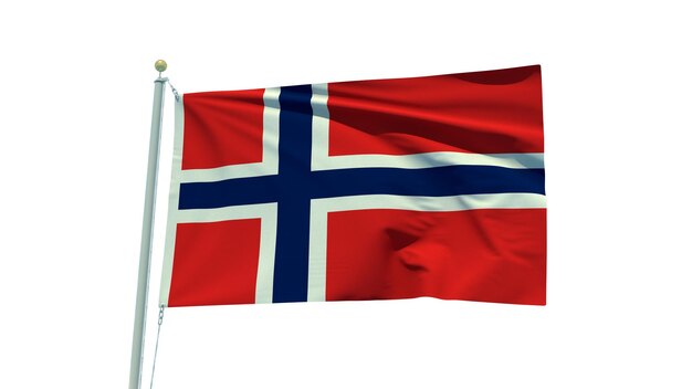 Foto bandeira da noruega em um fundo branco