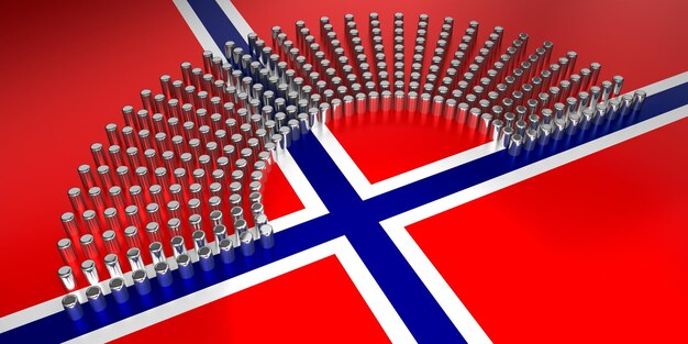 Bandeira da Noruega votando ilustração 3D do conceito de eleição parlamentar