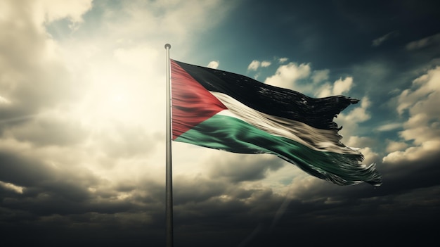 Bandeira da Palestina balançando ao vento