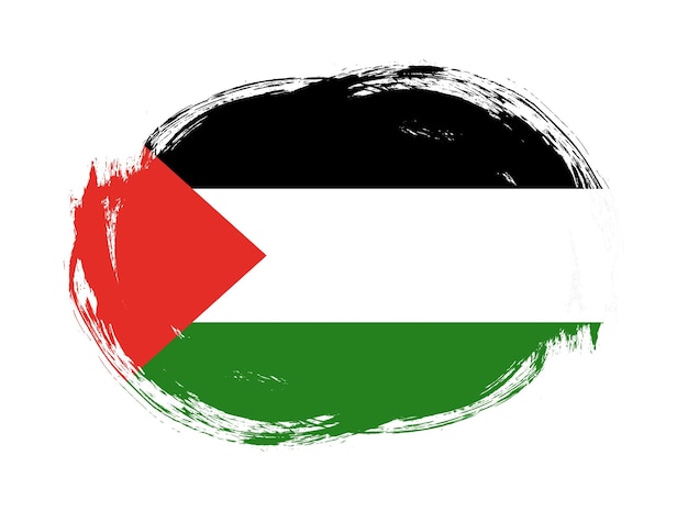 Bandeira da Palestina em fundo de pincel de traçado arredondado