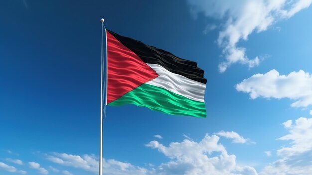 Bandeira da Palestina Isolada no Céu Azul com Espaço de Copia