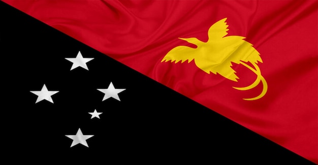 Bandeira da Papua Nova Guiné voando no vento