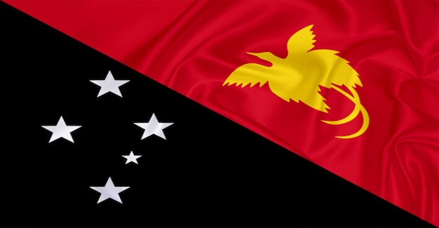 Bandeira da Papua Nova Guiné voando no vento
