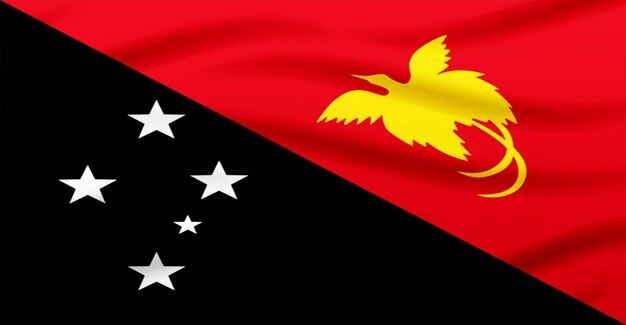 Bandeira da Papua Nova Guiné voando no vento