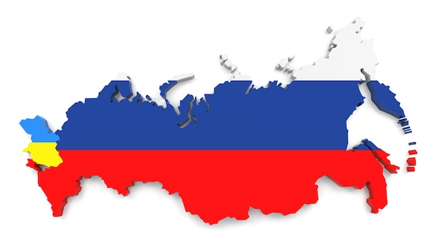 Bandeira da Rússia no mapa do país