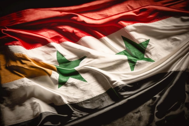Bandeira da Síria, conceito relacionado ao terremoto na Síria e na Turquia. Solidariedade é um ato de bondade.