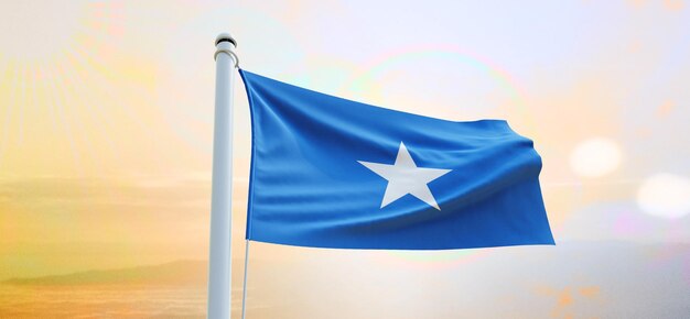Bandeira da Somália bandeira 3d acenando banner e plano de fundo