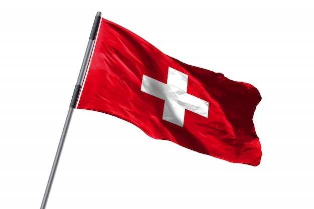 Bandeira da Suíça acenando contra imagem de fundo branco