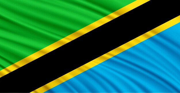 Bandeira da Tanzânia voando no vento
