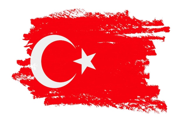 Bandeira da Turquia adesivo png desenho de traço de pintura de fundo transparente